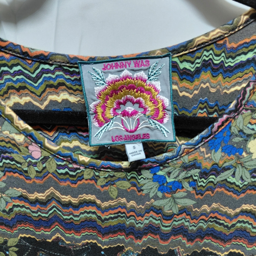 Retro Floral Long Sleeve Top - Black/Multi - Picture 5 of 7
